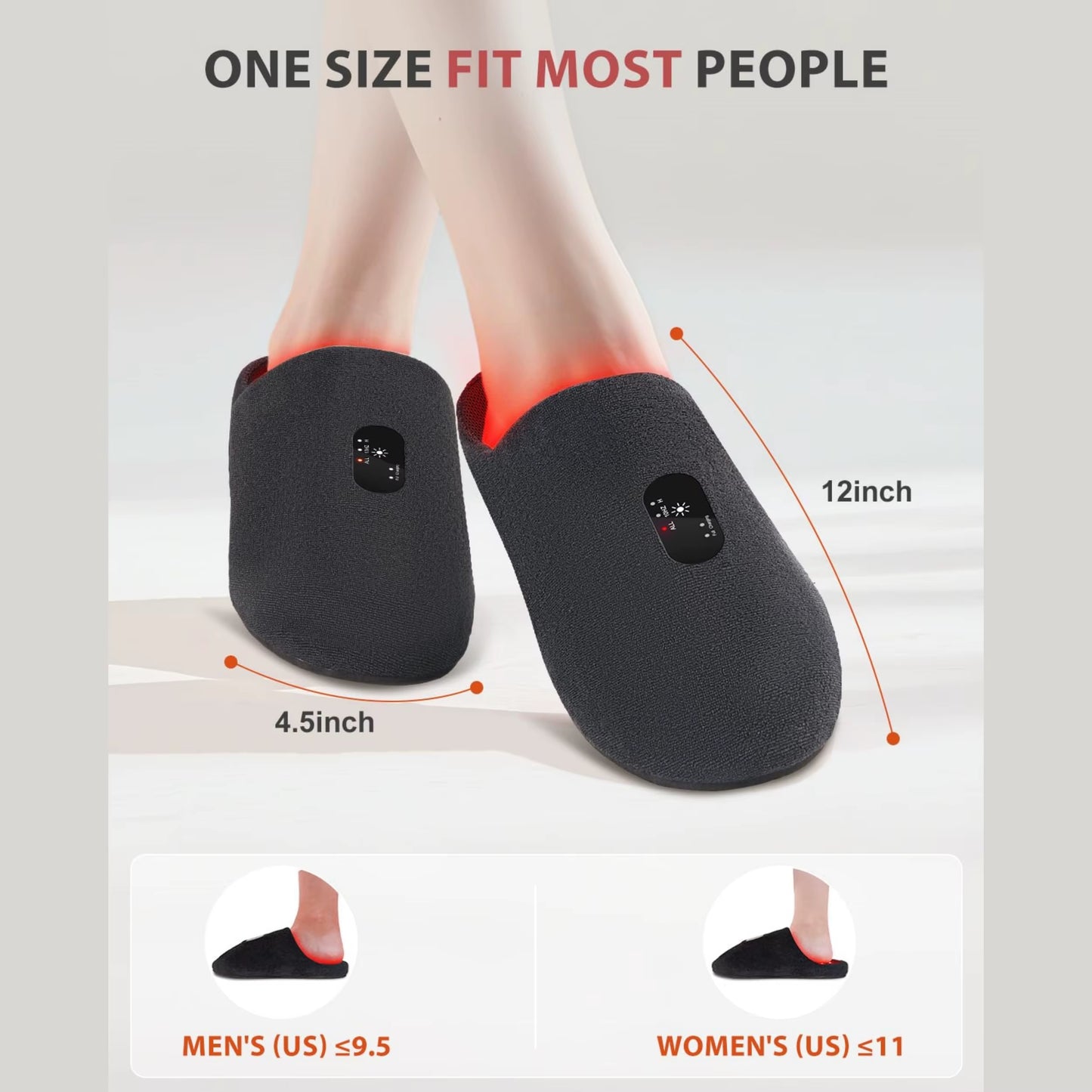 Rechargeable Red Light Slippers Infrared LED Light Red Light Therapy for Feet Therapy Device at Home with Pulse Foot Massaging