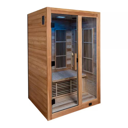 Rylan 2-Person Indoor Cedar Infrared Sauna with 8 Carbon Far-Infrared Heaters, Red Light Therapy and Chromotherapy