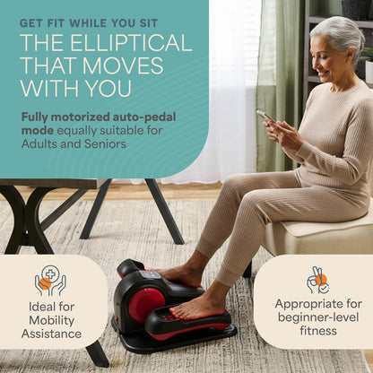 Autoglide under Desk Elliptical Exercise Machine – Quiet Elliptical Machine for Home or Office – Portable Leg Exerciser While Sitting – Seated Pedal Exerciser for Seniors & Adults