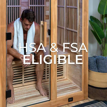 Rylan 2-Person Indoor Cedar Infrared Sauna with 8 Carbon Far-Infrared Heaters, Red Light Therapy and Chromotherapy
