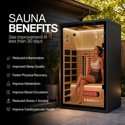 Burneek® Onyxeek: 2-Person Full-Spectrum Quartz Infrared Sauna