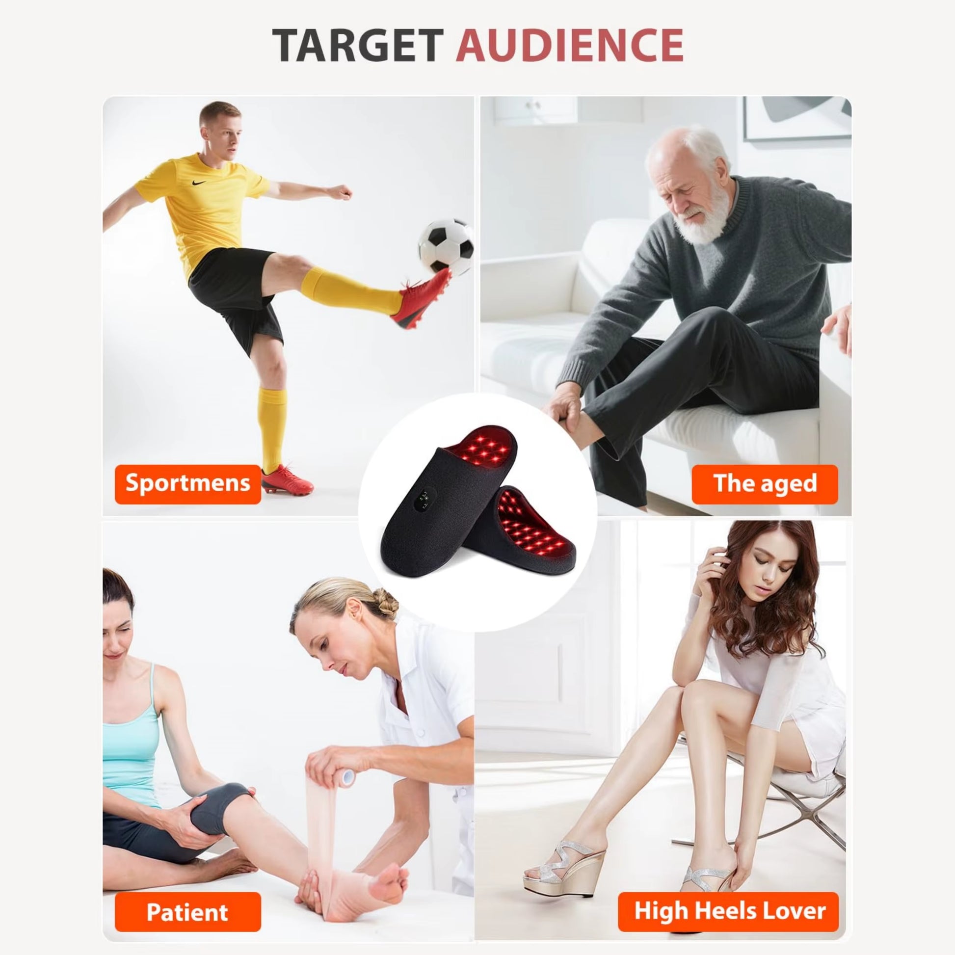 Rechargeable Red Light Slippers Infrared LED Light Red Light Therapy for Feet Therapy Device at Home with Pulse Foot Massaging