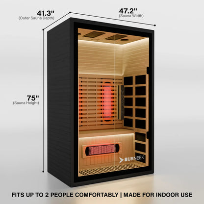 Burneek® Onyxeek: 2-Person Full-Spectrum Quartz Infrared Sauna