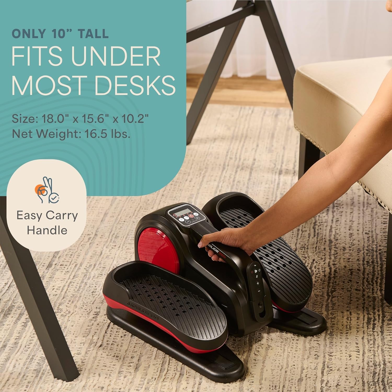 Autoglide under Desk Elliptical Exercise Machine – Quiet Elliptical Machine for Home or Office – Portable Leg Exerciser While Sitting – Seated Pedal Exerciser for Seniors & Adults