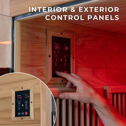 Rylan 2-Person Indoor Cedar Infrared Sauna with 8 Carbon Far-Infrared Heaters, Red Light Therapy and Chromotherapy