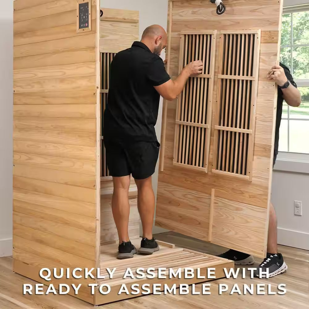 Rylan 2-Person Indoor Cedar Infrared Sauna with 8 Carbon Far-Infrared Heaters, Red Light Therapy and Chromotherapy