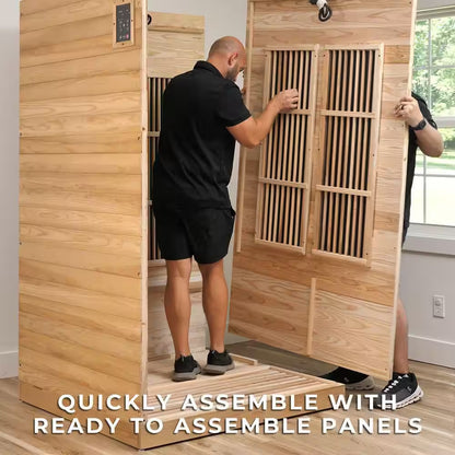 Rylan 2-Person Indoor Cedar Infrared Sauna with 8 Carbon Far-Infrared Heaters, Red Light Therapy and Chromotherapy