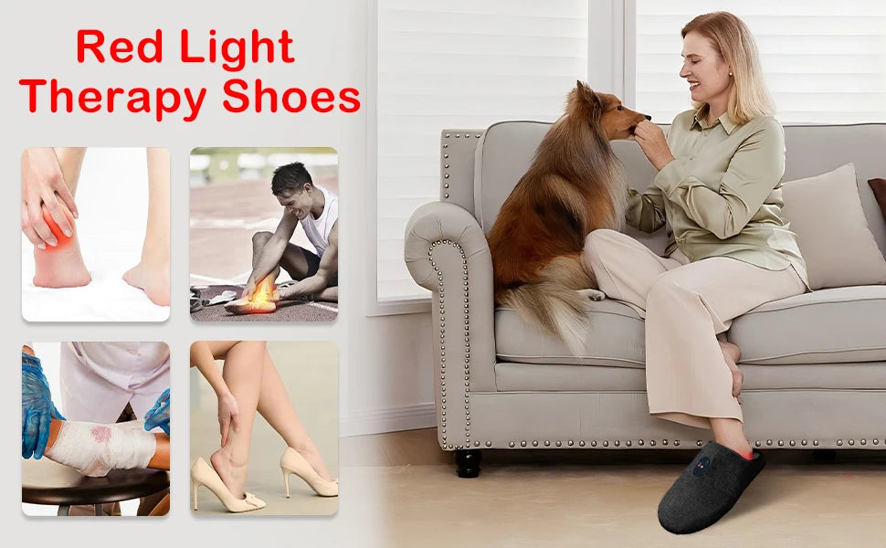 460Nm 660Nm 850Nm Blue Red Infrared Light Rechargeable Wearable Device Pain Relief LED Feet Therapy Slipper