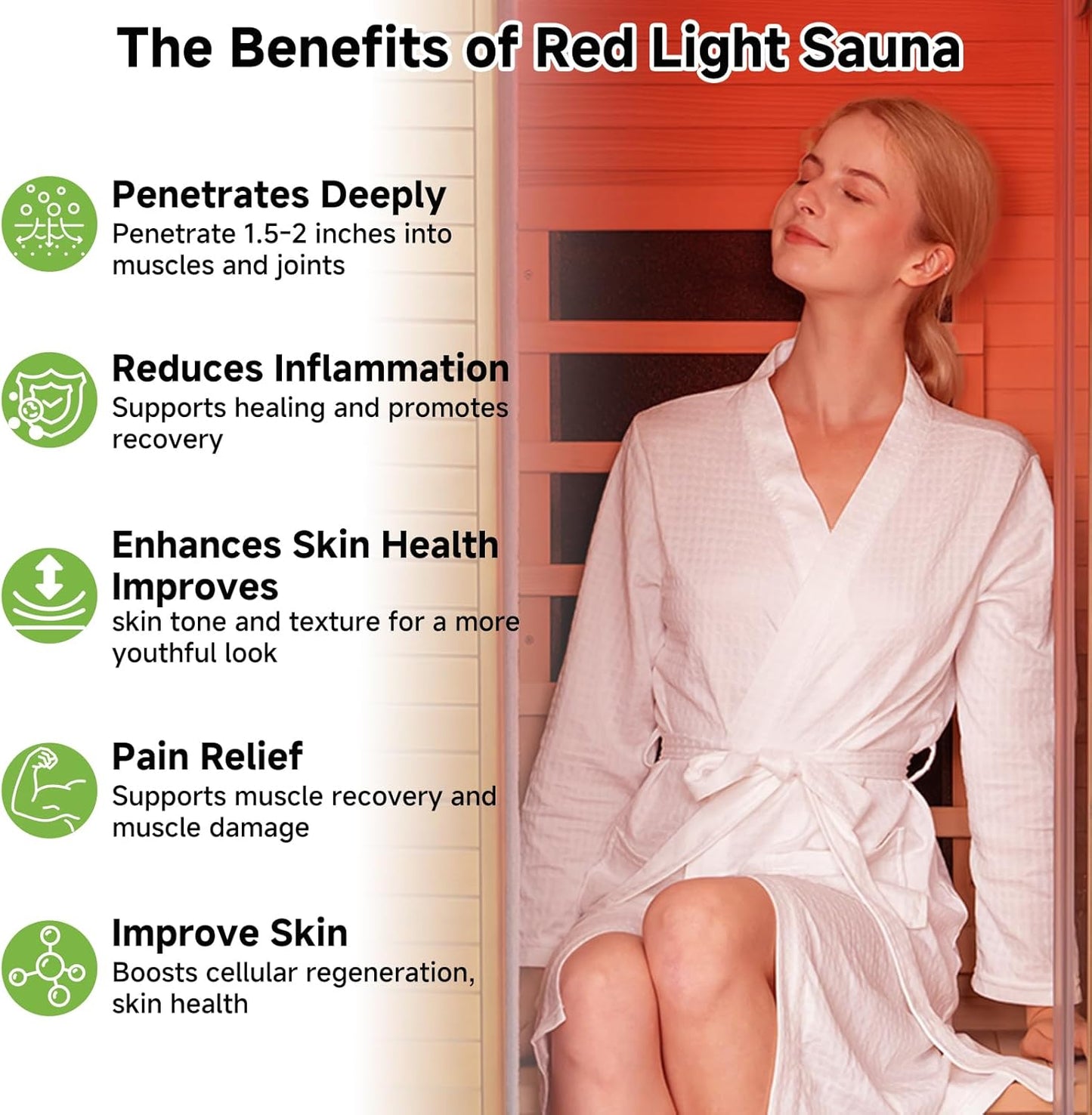 Infrared Sauna with 660 & 850Nm Red Light Therapy, Full Spectrum Sauna with 7 Heater, 1290W 120V, Fast Heat-Up, 1 Person Canadian Hemlock Wood Dry Sauna for Indoor, Home Gym, 31.5*30.3*67"