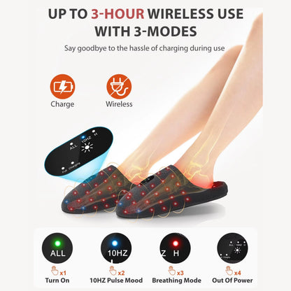 Rechargeable Red Light Slippers Infrared LED Light Red Light Therapy for Feet Therapy Device at Home with Pulse Foot Massaging