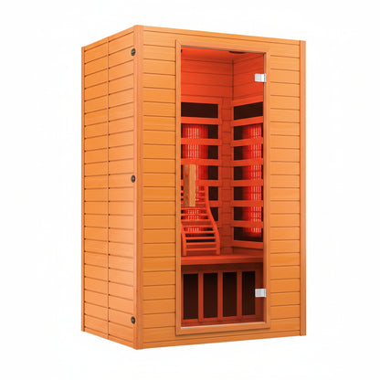 Far Infrared Sauna for Home, Home Indoor Infrared Sauna for 2-Person, Canadian Hemlock Wood Sauna Room with Low Emf Red Light Therapy, 9 Chromotherapy Lights, Bluetooth Speakers