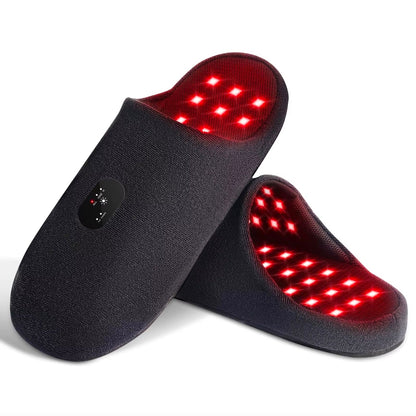 Rechargeable Red Light Slippers Infrared LED Light Red Light Therapy for Feet Therapy Device at Home with Pulse Foot Massaging
